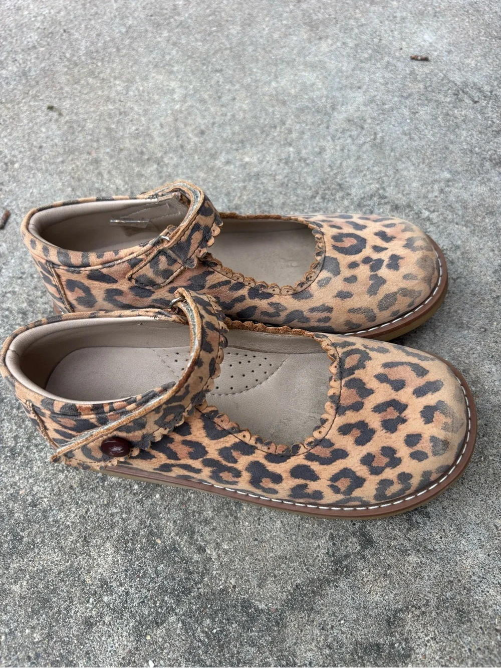 Girls' Leopard Print Mary Jane Kids Shoes - Tan/Brown